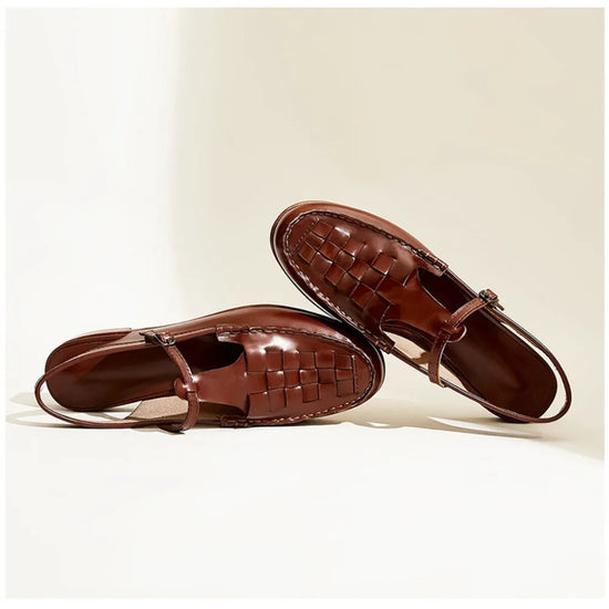 Vintage Elegant Women Shoe 2025 Summer New Woven Temperament Sandals Women Roman Single Shoe Fisherman Women Shoe